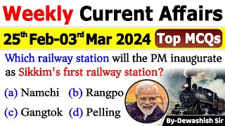 25th Feb to 3rd March 2024 Current | March 2024 Weekly MCQs Current Affairs | current affair 2024