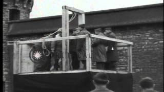 A Nazi war criminal is brought to scaffold for execution by method of hanging in ...HD Stock Footage