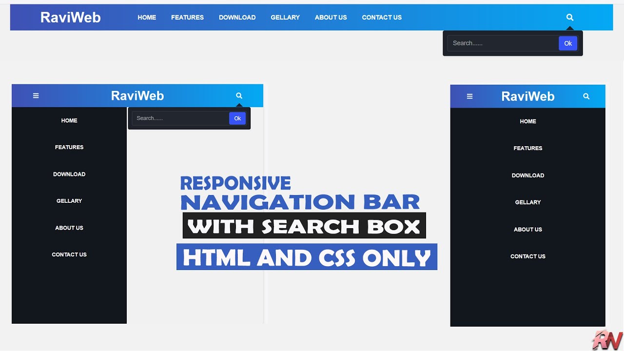 How To Create Responsive Navigation Bar In HTML & CSS || How To Make ...