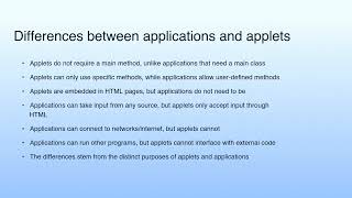 Differences between applications and applets | Lecture 05: Java Applet Programming
