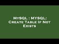 MySQL : MYSQL: Create Table If Not Exists