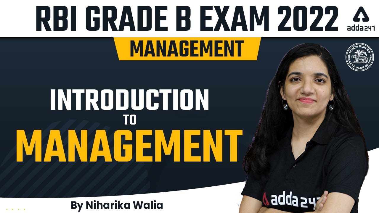 RBI GRADE B | Management | Introduction To Management | By Niharika ...