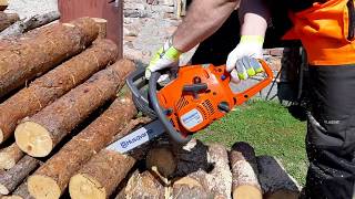 Chainsaw Husqvarna 120 MARK II The first cutting wood