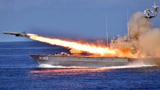 Indian Navy Veer Class Coastal Corvettes Firing Styx Anti Ship Missiles