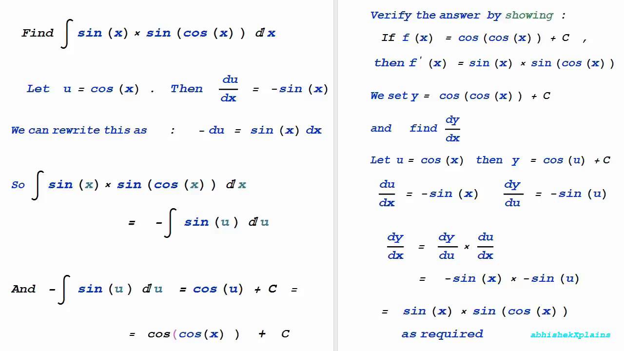 Indefinite Integral Of Sin(x)sin(cos(x)) - YouTube