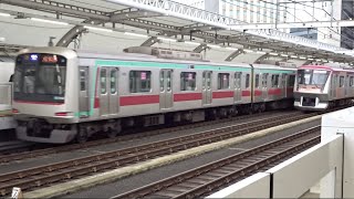 東急5000系5103F（田園都市線各駅停車長津田行き）、6000系6016F（大井町線急行溝の口行き）