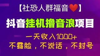 【❤️社恐人群福音❤️】抖音挂机撸音浪项目，一天收入1000+，不露脸，不说话，不封号！抖音无人直播挂机项目#赚钱 #网赚项目 #创业