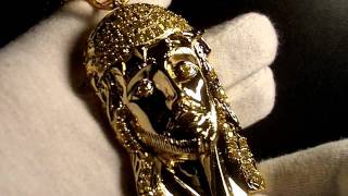 Custom Gold Canary Sim. Diamond O.G. Jesus Piece Kanye West Lab Jewelry Connect