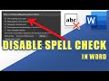 How to DISABLE SPELL CHECK in Microsoft Word