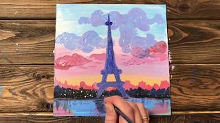 Eiffel Tower Painting / Step by Step Tutorial for Beginners / Daily Art #04