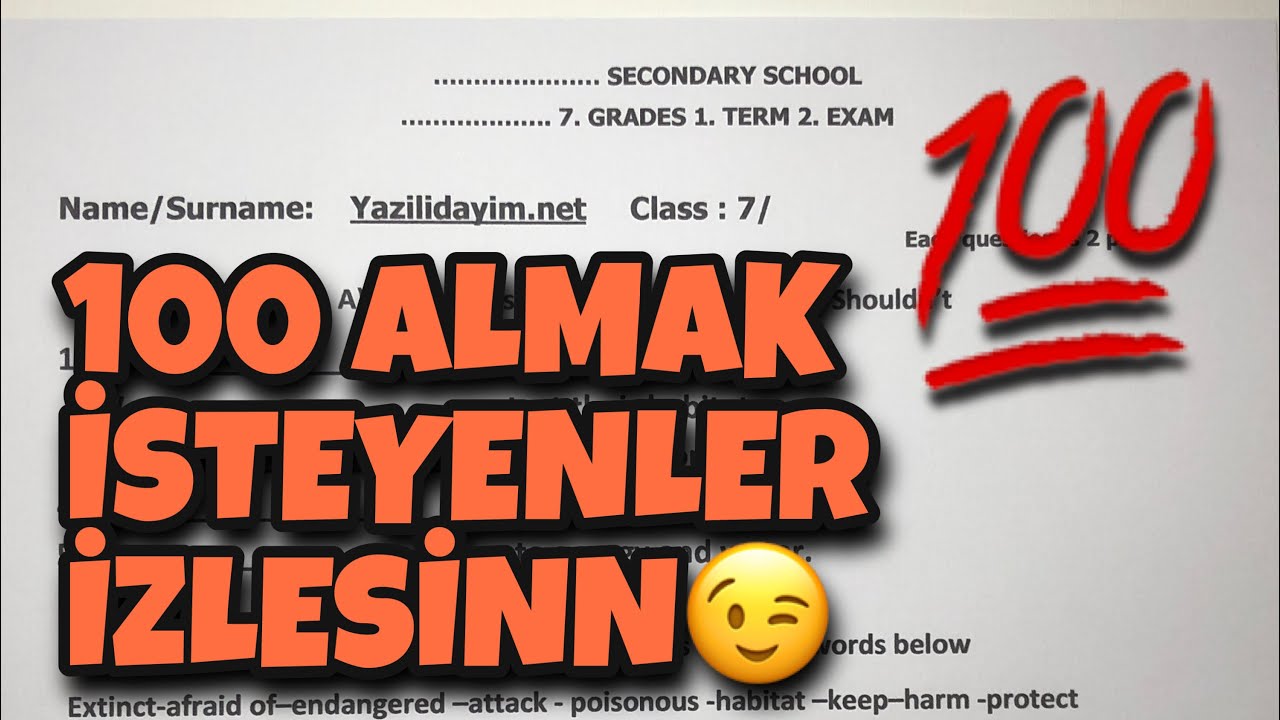 7.Sınıf İngilizce 1.Dönem 2.Yazılı - YouTube