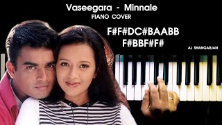 Vaseegara - Minnale Song Piano Cover with NOTES | AJ Shangarjan | AJS