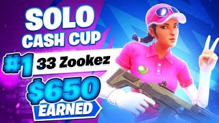 1ST PLACE in Fortnite Season 3 Solo Cash Cup Finals 🥇($650) l Zookez