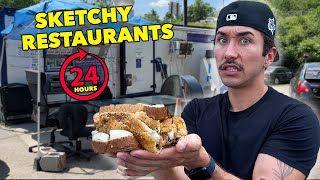 Eating At SKETCHY Restaurants For 24 Hours (BAD IDEA...)
