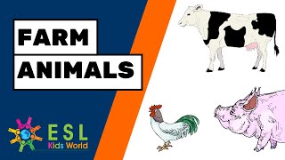 🐷Learn Farm Animals Names in English | ESL Kids World