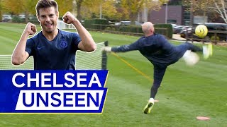 Azpilicueta v Marcos Alonso v Caballero In Headers and Volleys Challenge! ⚽️ | Chelsea Unseen