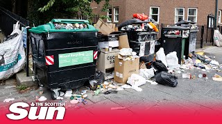 Mountains of rubbish pile up at Edinburgh Fringe amid bin strikes as locals fume over ‘filthy’ city