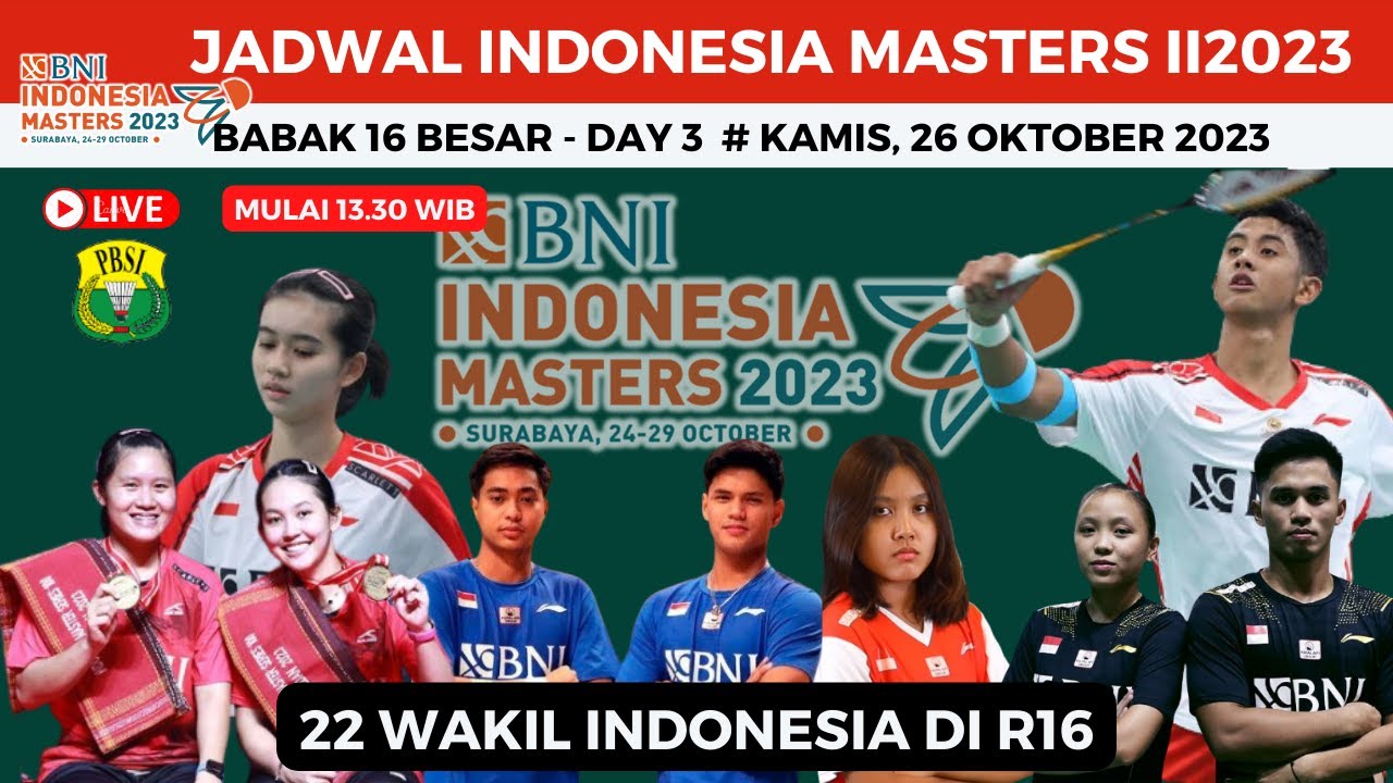 Jadwal Indonesia Master II 2023 Hari Ini, Day3 ~ 22 Wakil Indonesia Yg ...