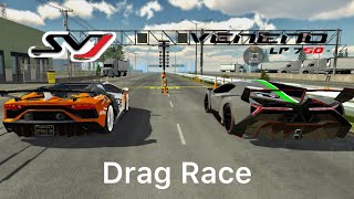 Lamborghini Aventabor SVJ (790hp) VS Lamborghini Veneno (750hp) Drag Race | car parking multiplayer