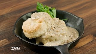 Southern-style Vegan Sausage Gravy and Biscuits | Wicked Healthy