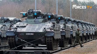 Hundreds of US and German Armored Combat Vehicles Arrive at Ukraine Border