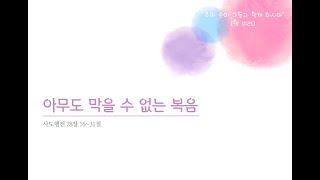 아무도 막을 수 없는 복음  (행 28:16-31)