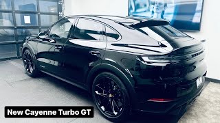 NEW 2024 Black Porsche Cayenne Turbo GT | Walk Around |