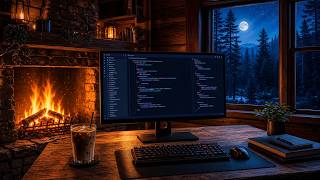 Cozy Forest Cabin Fireplace Coding 🔥 ADHD Focus Lofi for Deep Work