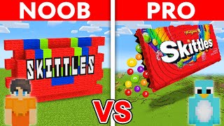 NOOB vs PRO: SKITTLES CANDY House Build Challenge in Minecraft