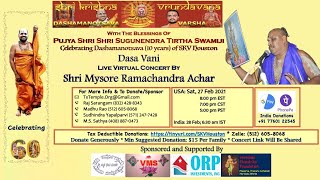 Dasa Vani Live Virtual Concert by Shri Mysuru Ramachandra Achar