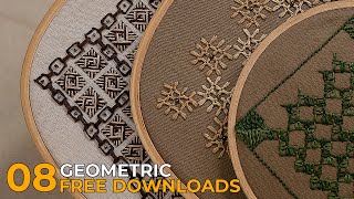 8 Stunning Geometric Hand Embroidery Patterns | Beginner Friendly Designs with Free Downloads