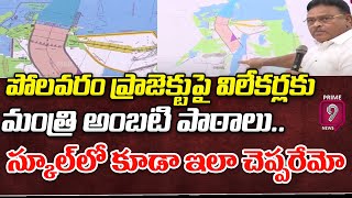 పోలవరం ప్రాజెక్టు పై విలేకర్లకు మంత్రి అంబటి పాఠాలు..స్కూల్ లో కూడా ఇలా చెప్పరేమో | Ambati Rambabu