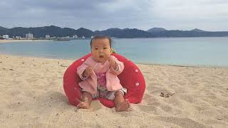 海辺にて日光浴🌺6ヶ月赤ちゃん👶２１世紀の森ビーチ