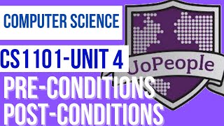 CS1101 Unit 4 Discussion - PreConditions and PostConditions in Python