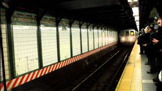 BMT Subway: R160 (N), R46 (R) Local and Express and R143 (L) train at 14th Street