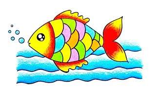 How to Draw Fish Scenery Step by Step || Easy Fish Drawing for Beginners || Cute Fish Drawing Colour