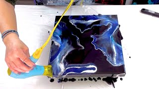 # 552 - Dark Blues on a Black Base?  Watch it unfold!! - Acrylic Pouring