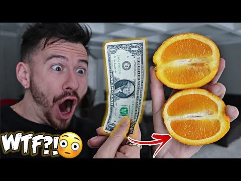 IMPOSSIBLE TRICK - HOW TO CUT AN ORANGE WITH A DOLLAR BILL! *TOP 5 BAR TRICK BETS YOU ALWAYS WIN* IMPOSSIBLE TRICK - HOW TO CUT AN ORANGE WITH A DOLLAR BILL! *TOP 5 BAR TRICK BETS YOU ALWAYS WIN*