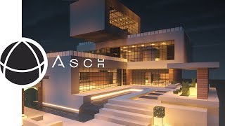 【マインクラフト】プール付きのモダンハウス　建築風景 【TimeLapse 】Modern house architecture with pool.