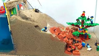 Dam Breach Experiment - Brick Wall Destruction, LEGO And Sand Dam Faliure, Slow Motion Flood