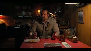 Hopper And Eleven Eat Dinner Together - Stranger Things 2x01 Scene