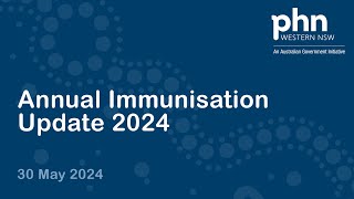 WNSW PHN: Annual Immunisation Update 2024