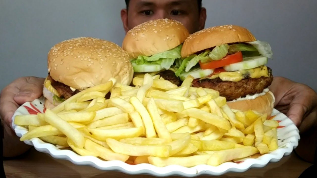 Burger At Fries Mukbang - YouTube