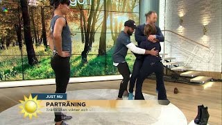 Blooper: Tilde och Peter "tränar" parträning - Nyhetsmorgon (TV4)