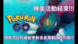 【Pokémon GO】神奧活動結束!!!（現有可討伐最新更新各星團戰頭目列表!!!）