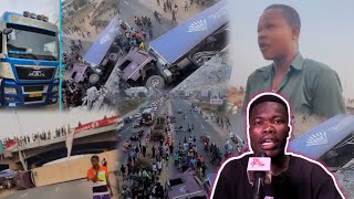 Eii GHANA😱WHAT IS HAPPENED SHOCKING ACCIDENT AT ACHIMOTA Fan Milk:TRUCK PLUMMETS OFF OVERHEAD BRIDGE