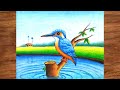 Kingfisher Bird Drawing Easy Step By Step/Kingfisher Drawing Easy with colours