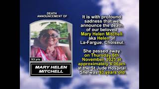 Mary Helen Mitchell ~ Short Obituary