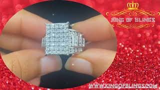 King Of Bling's White Cinderella Rectangle Real 0.25ct Diamond 925 Silver Womens Ring Size 7