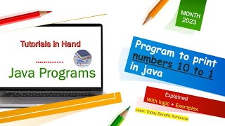 java program to print numbers from 10 to 1 | using for loop #viral #java #javaforbeginners